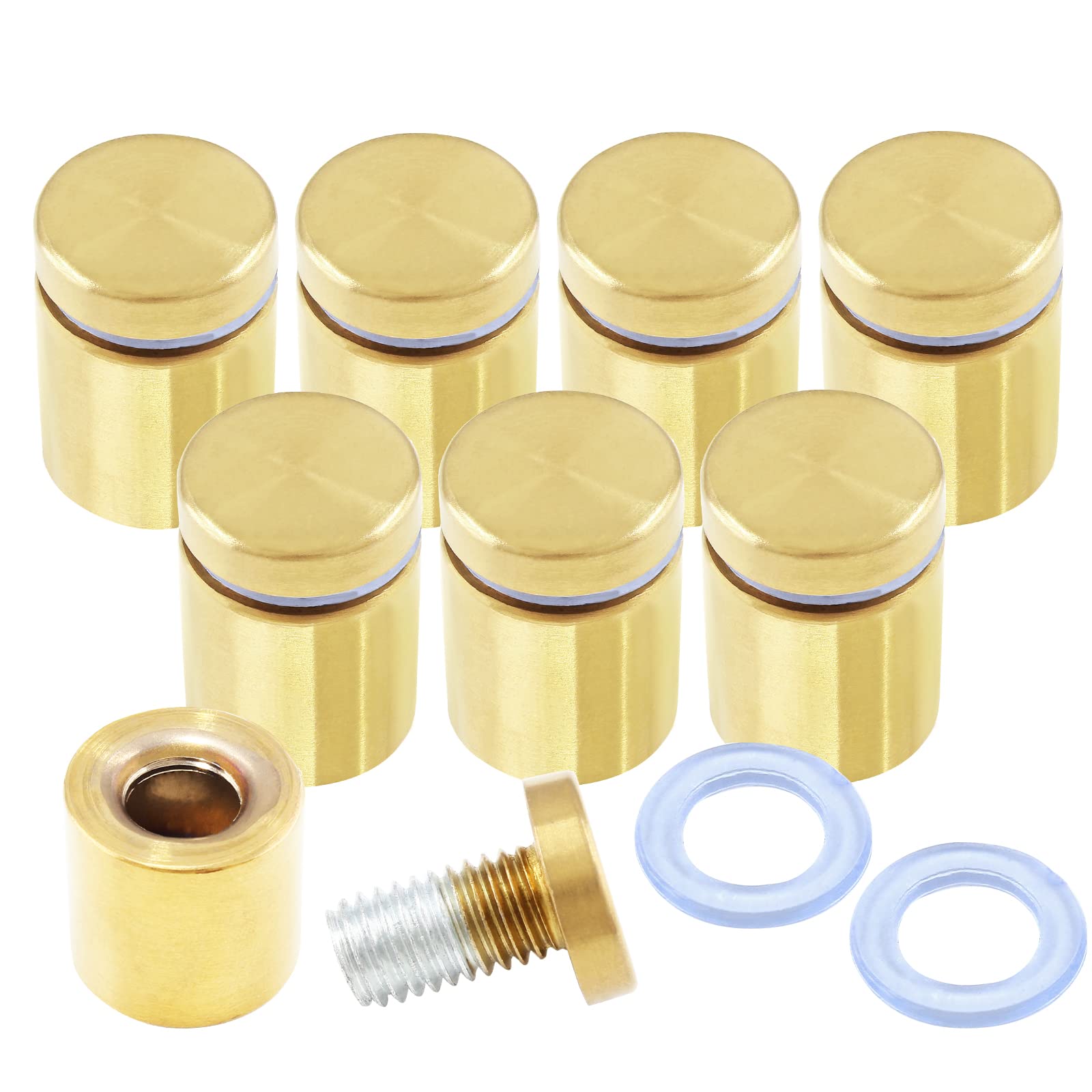 Auvotuis 8Pcs 3/4 X 1 Inch Stainless Steel Standoff Screws, Sign Holders Standoff Screws Wall Mount Gold Advertising Standoff Na